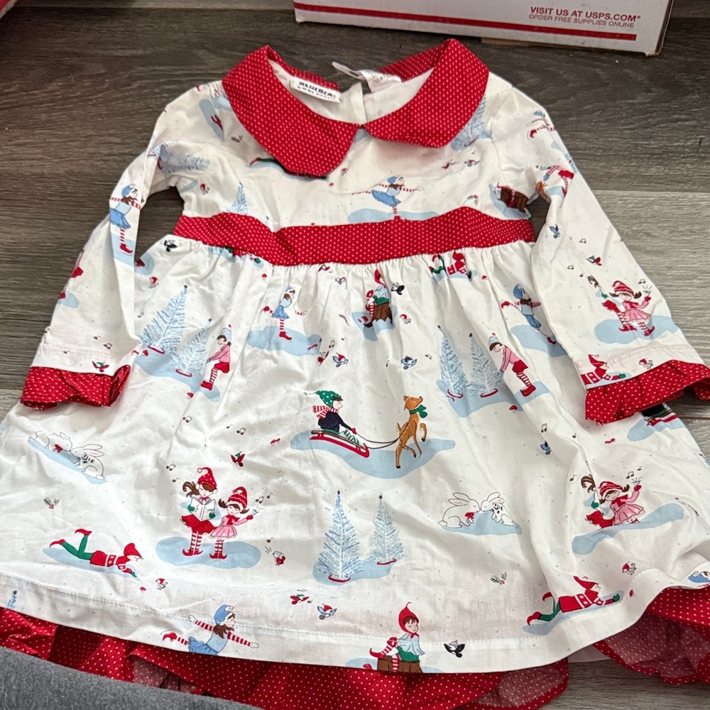 Blueberi Boulevard Red and White Kids Casual Dress